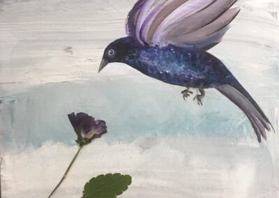 Purple Martin (with collaged flower)